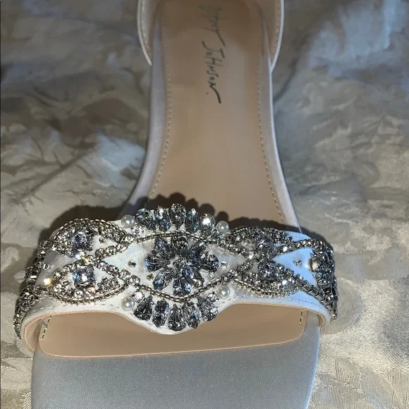 White Crystal Embellished Stiletto Heels - Picture 2 of 9